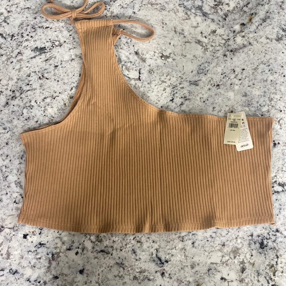Aerie one shoulder tank top color tan